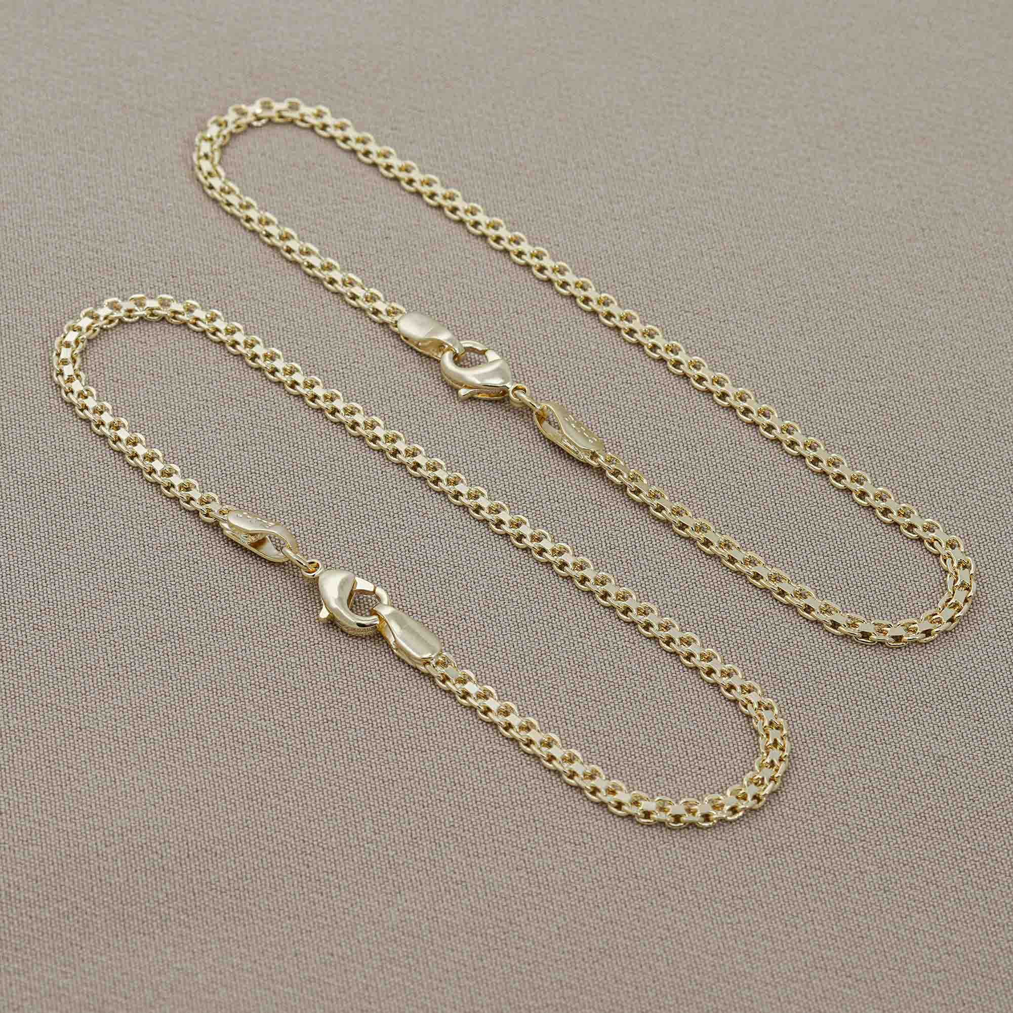 Pulsera Tejido Chino 3 mm 20 cm en Oro Laminado