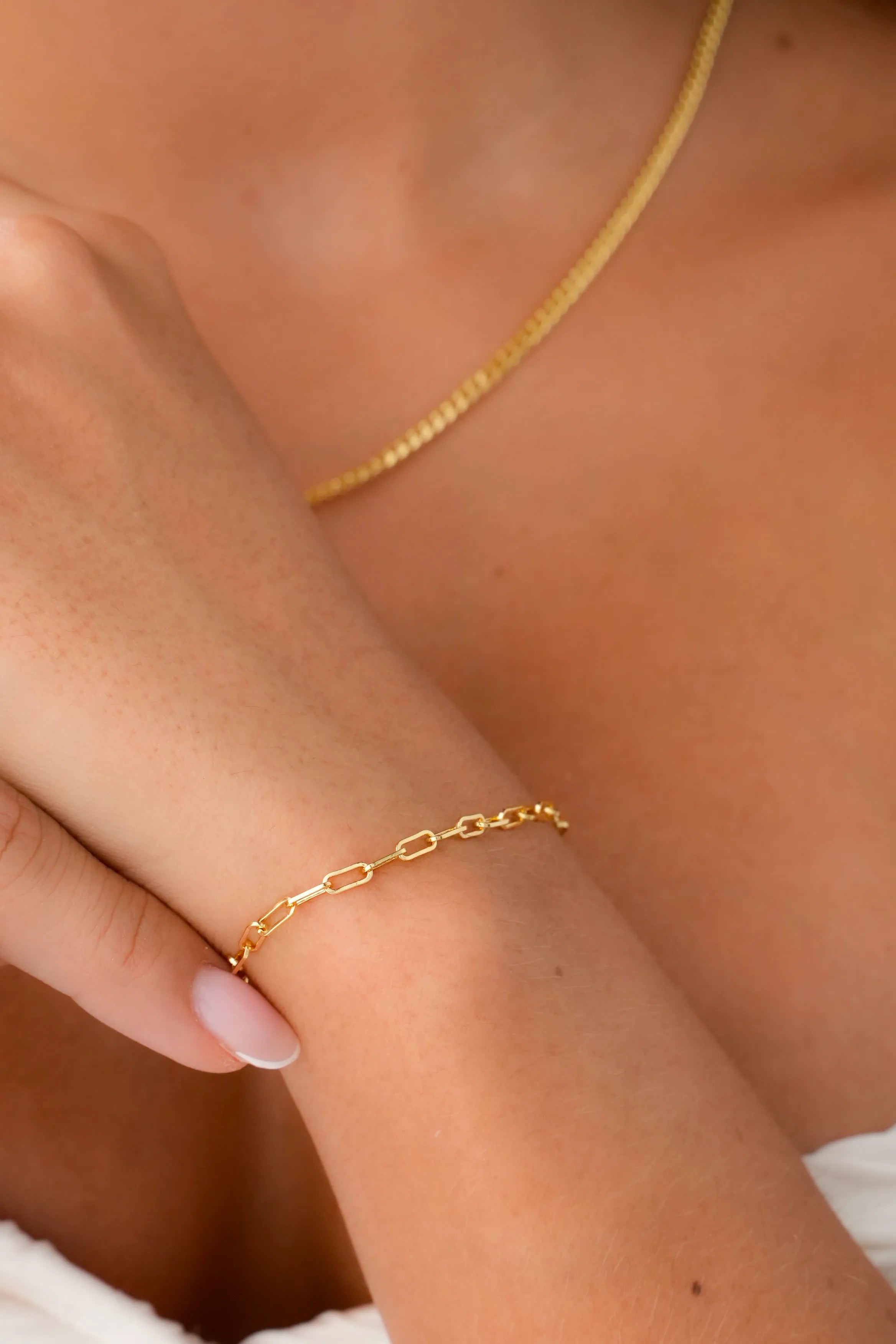 Pulsera Chain 16 cm + Extensor en Oro Laminado
