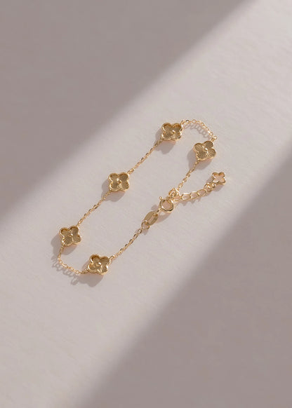 Pulsera Mini Clover 0.7 mm 15 cm + Extensor en Oro Laminado